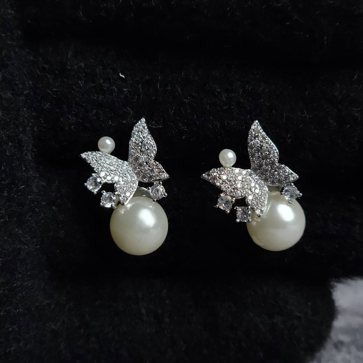 Butterfly Pearl Charm Earrings – Graceful Elegance