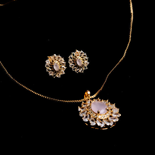 Regal Oval Bloom Jewelry Set – Necklace and Earrings